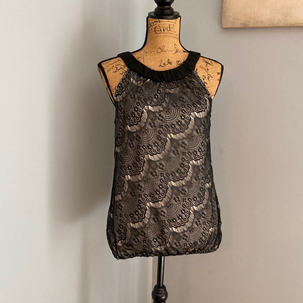 Wrapper Black Lace Tank Top Women Size Medium